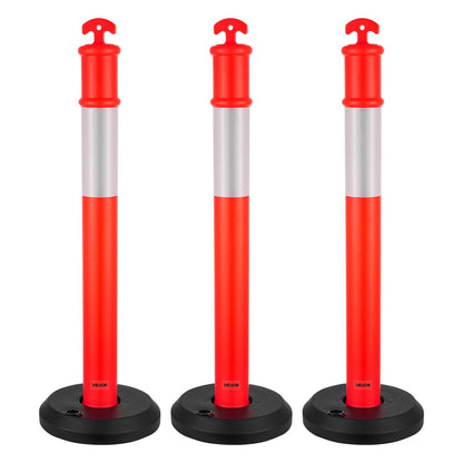 3 Pack Traffic Delineator Posts, 1140 mm Traffic Safety Cones with Fillable Base and Reflective Strips, Heavy V952-TCDZJTJSZHS40JI4U001V0