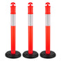 3 Pack Traffic Delineator Posts, 1140 mm Traffic Safety Cones with Fillable Base and Reflective Strips, Heavy V952-TCDZJTJSZHS40JI4U001V0
