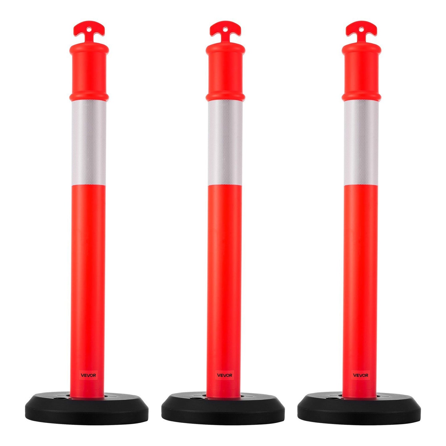 3 Pack Traffic Delineator Posts, 1140 mm Traffic Safety Cones with Fillable Base and Reflective Strips, Heavy V952-TCDZJTJSZHS40JI4U001V0