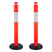2 Pack Traffic Delineator Posts, 1140 mm Traffic Safety Cones with Fillable Base and Reflective Strips, Heavy V952-TCDZJTJSZHS4ZA5MR001V0