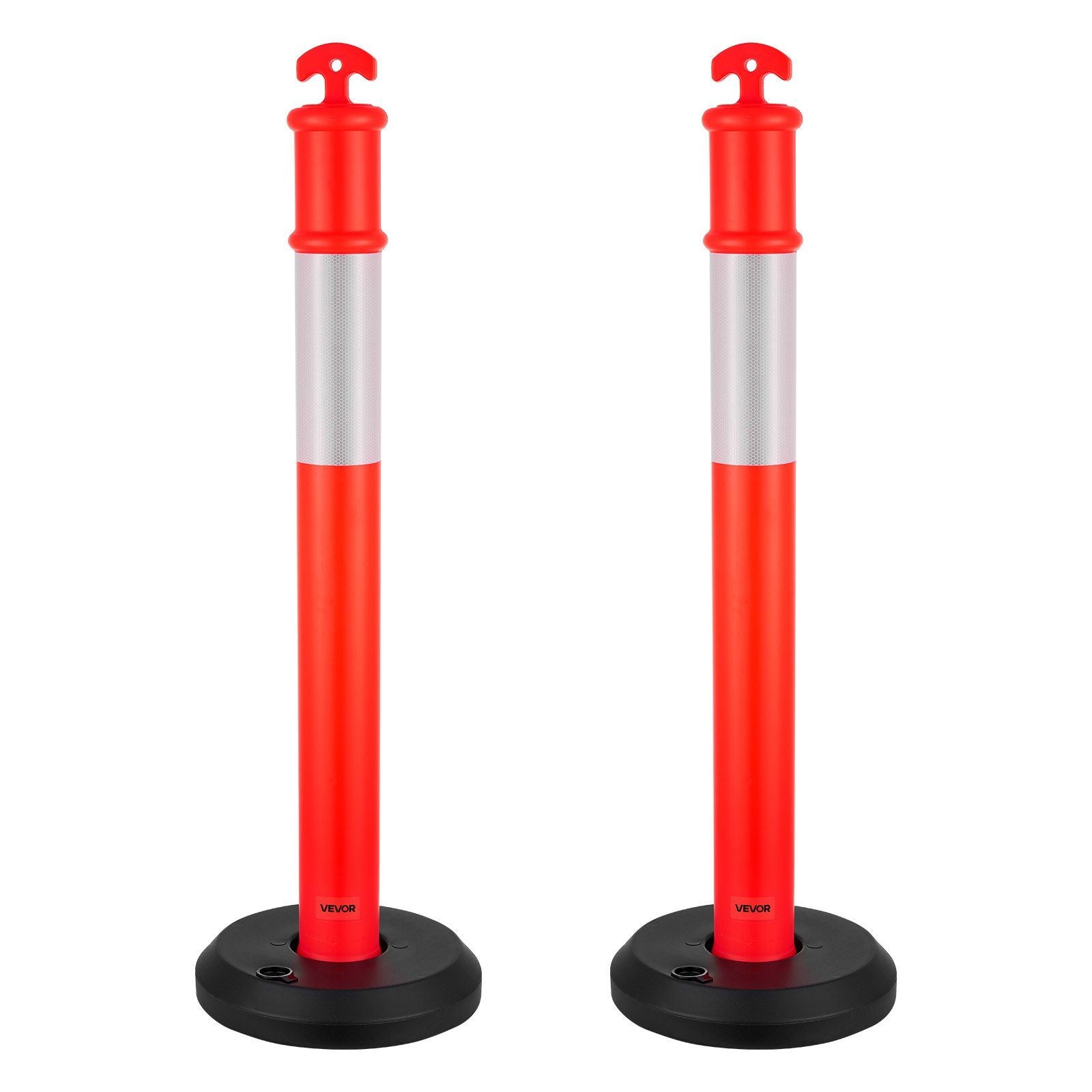 2 Pack Traffic Delineator Posts, 1140 mm Traffic Safety Cones with Fillable Base and Reflective Strips, Heavy V952-TCDZJTJSZHS4ZA5MR001V0