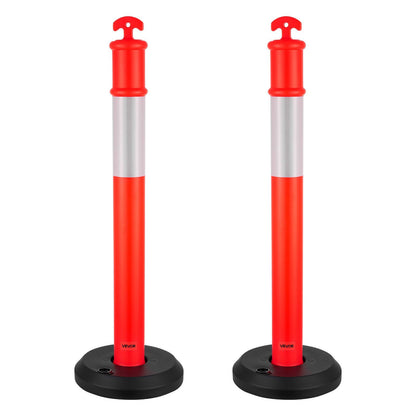 2 Pack Traffic Delineator Posts, 1140 mm Traffic Safety Cones with Fillable Base and Reflective Strips, Heavy V952-TCDZJTJSZHS4ZA5MR001V0