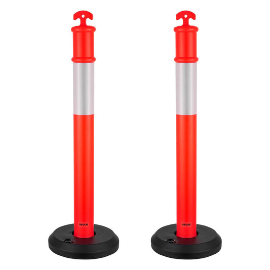 2 Pack Traffic Delineator Posts, 1140 mm Traffic Safety Cones with Fillable Base and Reflective Strips, Heavy V952-TCDZJTJSZHS4ZA5MR001V0