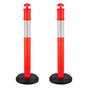 2 Pack Traffic Delineator Posts, 1140 mm Traffic Safety Cones with Fillable Base and Reflective Strips, Heavy V952-TCDZJTJSZHS4ZA5MR001V0