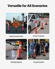 2 Pack Traffic Delineator Posts, 1140 mm Traffic Safety Cones with Fillable Base and Reflective Strips, Heavy V952-TCDZJTJSZHS4ZA5MR001V0