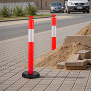 2 Pack Traffic Delineator Posts, 1140 mm Traffic Safety Cones with Fillable Base and Reflective Strips, Heavy V952-TCDZJTJSZHS4ZA5MR001V0