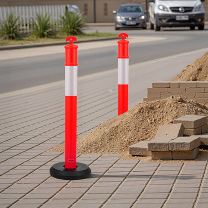 2 Pack Traffic Delineator Posts, 1140 mm Traffic Safety Cones with Fillable Base and Reflective Strips, Heavy V952-TCDZJTJSZHS4ZA5MR001V0