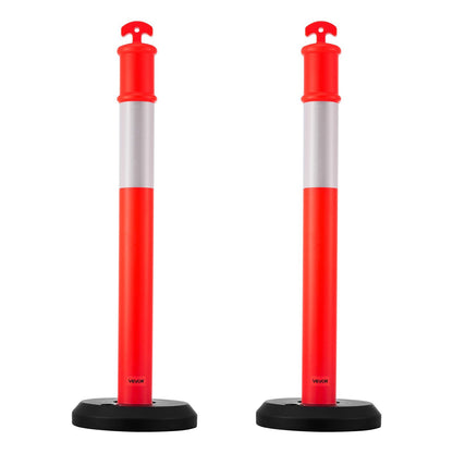 2 Pack Traffic Delineator Posts, 1140 mm Traffic Safety Cones with Fillable Base and Reflective Strips, Heavy V952-TCDZJTJSZHS4ZA5MR001V0