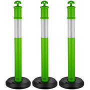 3 Pack Traffic Delineator Posts, 1140 mm Traffic Safety Cones with Fillable Base and Reflective Strips, Heavy V952-TCDZJTJSZLS4LWRAR001V0