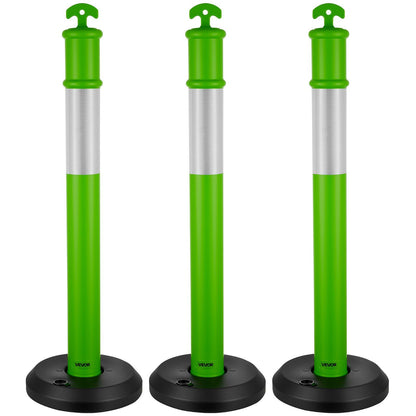 3 Pack Traffic Delineator Posts, 1140 mm Traffic Safety Cones with Fillable Base and Reflective Strips, Heavy V952-TCDZJTJSZLS4LWRAR001V0