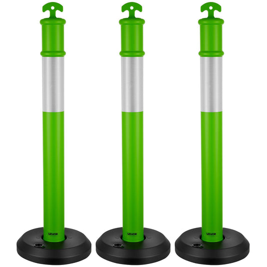 3 Pack Traffic Delineator Posts, 1140 mm Traffic Safety Cones with Fillable Base and Reflective Strips, Heavy V952-TCDZJTJSZLS4LWRAR001V0