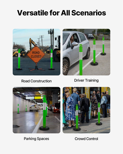 3 Pack Traffic Delineator Posts, 1140 mm Traffic Safety Cones with Fillable Base and Reflective Strips, Heavy V952-TCDZJTJSZLS4LWRAR001V0