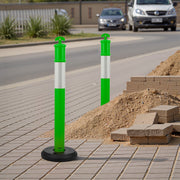 3 Pack Traffic Delineator Posts, 1140 mm Traffic Safety Cones with Fillable Base and Reflective Strips, Heavy V952-TCDZJTJSZLS4LWRAR001V0