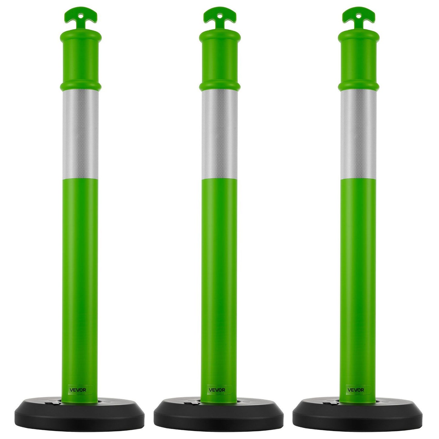 3 Pack Traffic Delineator Posts, 1140 mm Traffic Safety Cones with Fillable Base and Reflective Strips, Heavy V952-TCDZJTJSZLS4LWRAR001V0