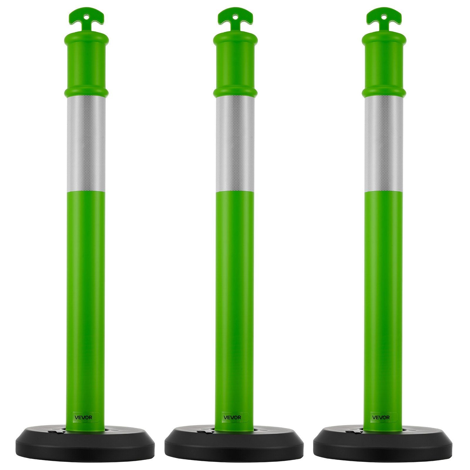 3 Pack Traffic Delineator Posts, 1140 mm Traffic Safety Cones with Fillable Base and Reflective Strips, Heavy V952-TCDZJTJSZLS4LWRAR001V0