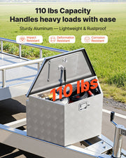 Trailer Tongue Box, 838 x 483 x 457 mm Aluminum Trailer Tongue Tool Box, Heavy Duty Storage Organizer with V952-TCGJX33X19X1G70EW001V0