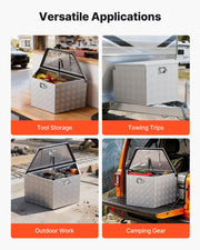 Trailer Tongue Box, 838 x 483 x 457 mm Aluminum Trailer Tongue Tool Box, Heavy Duty Storage Organizer with V952-TCGJX33X19X1G70EW001V0
