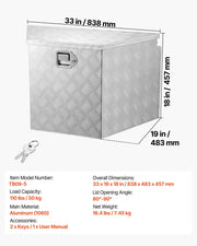 Trailer Tongue Box, 838 x 483 x 457 mm Aluminum Trailer Tongue Tool Box, Heavy Duty Storage Organizer with V952-TCGJX33X19X1G70EW001V0