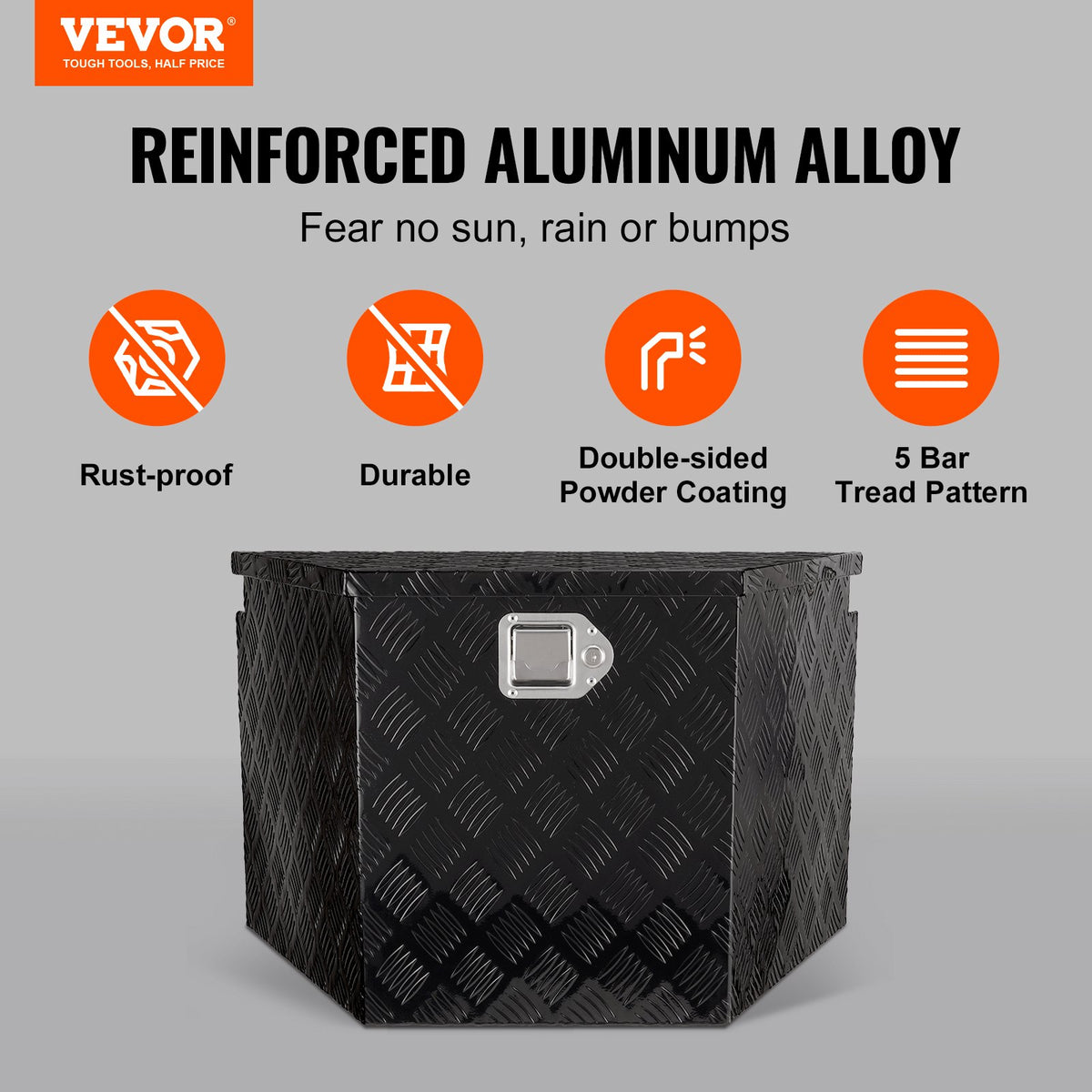Trailer Tongue Box, Aluminum Alloy Diamond Plate Tongue Box Tool Chest, Heavy Duty Trailer Box Storage with V952-TCGJXLHJHS29XG563V0