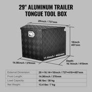 Trailer Tongue Box, Aluminum Alloy Diamond Plate Tongue Box Tool Chest, Heavy Duty Trailer Box Storage with V952-TCGJXLHJHS29XG563V0