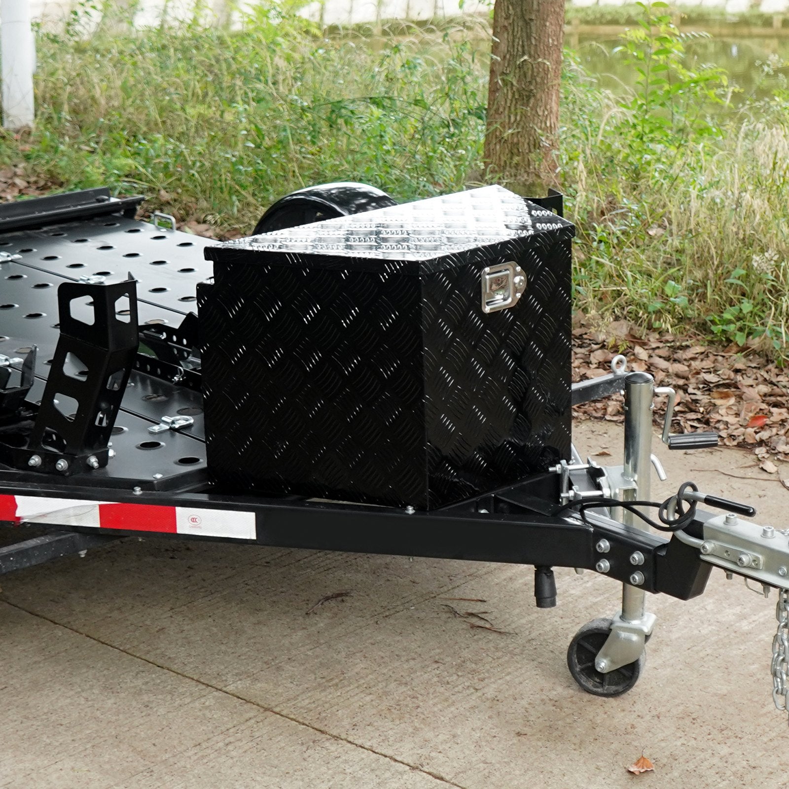 Trailer Tongue Box, Aluminum Alloy Diamond Plate Tongue Box Tool Chest, Heavy Duty Trailer Box Storage with V952-TCGJXLHJHS29XG563V0
