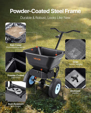 Lawn Spreader, 100LBS Capacity, Walk-Behind Push Spreader, 0-9.8ft Spreading Width, 13 in All Terrain V952-TCSBJ100LBSPEB08E001V0