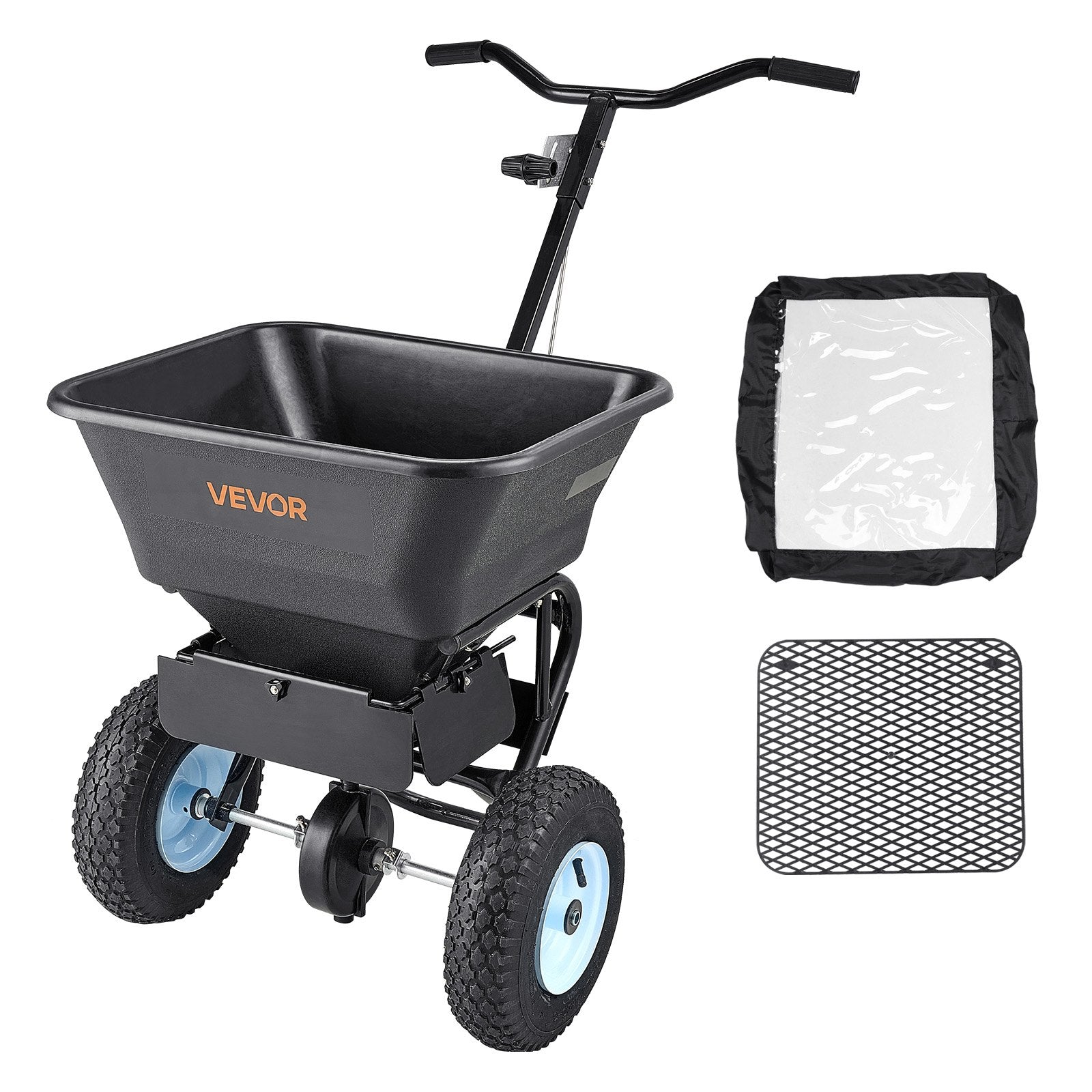 Lawn Spreader, 100LBS Capacity, Walk-Behind Push Spreader, 0-9.8ft Spreading Width, 13 in All Terrain V952-TCSBJ100LBSPEB08E001V0