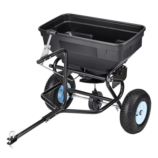 Tow Behind Broadcast Spreader, 130LBS Capacity, Tow/Push Garden Spreader with 13 in Tires, 30 Adjustable V952-TCSBJ130LBSPQZ8XK001V0