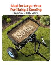 Tow Behind Broadcast Spreader, 130LBS Capacity, Tow/Push Garden Spreader with 13 in Tires, 30 Adjustable V952-TCSBJ130LBSPQZ8XK001V0