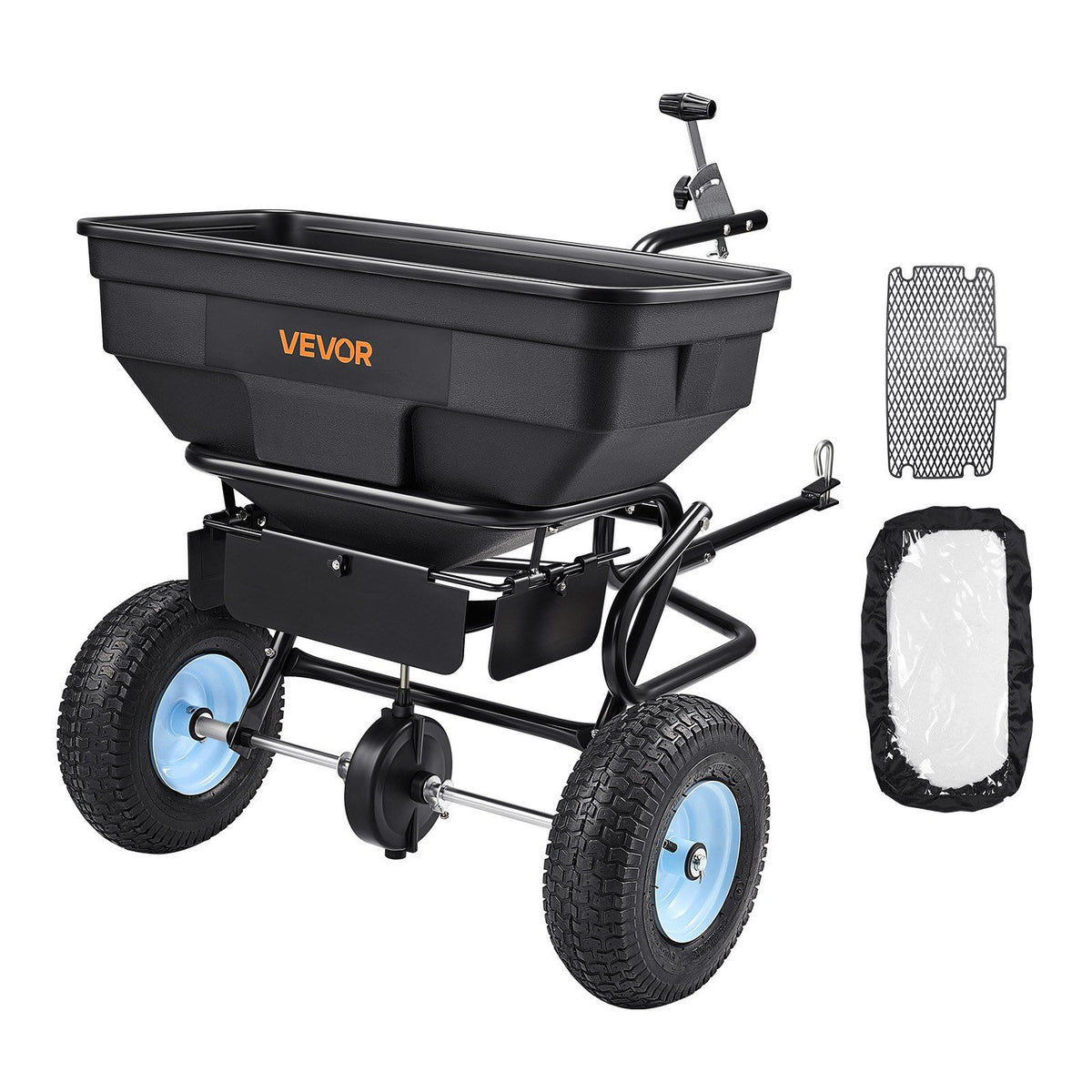 Tow Behind Broadcast Spreader, 130LBS Capacity, Tow/Push Garden Spreader with 13 in Tires, 30 Adjustable V952-TCSBJ130LBSPQZ8XK001V0