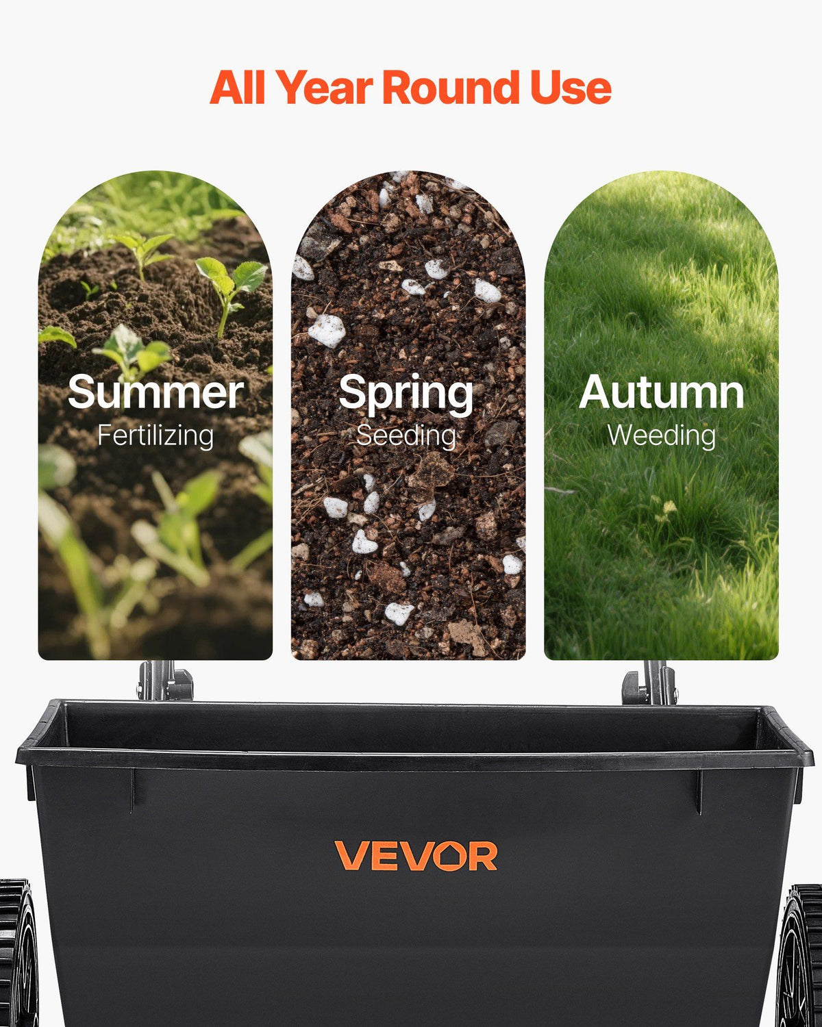 Walk-Behind Push Spreader, 22.6 kg Capacity, Drop Spreader with Hopper Grate, 18 in Spreading Width & 30 V952-TCSBJ50LBSPZFPVX6001V0