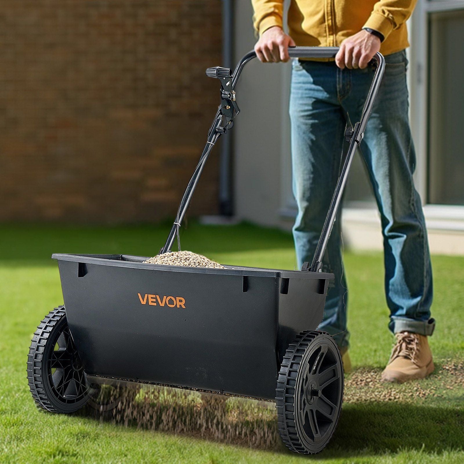 Walk-Behind Push Spreader, 22.6 kg Capacity, Drop Spreader with Hopper Grate, 18 in Spreading Width & 30 V952-TCSBJ50LBSPZFPVX6001V0