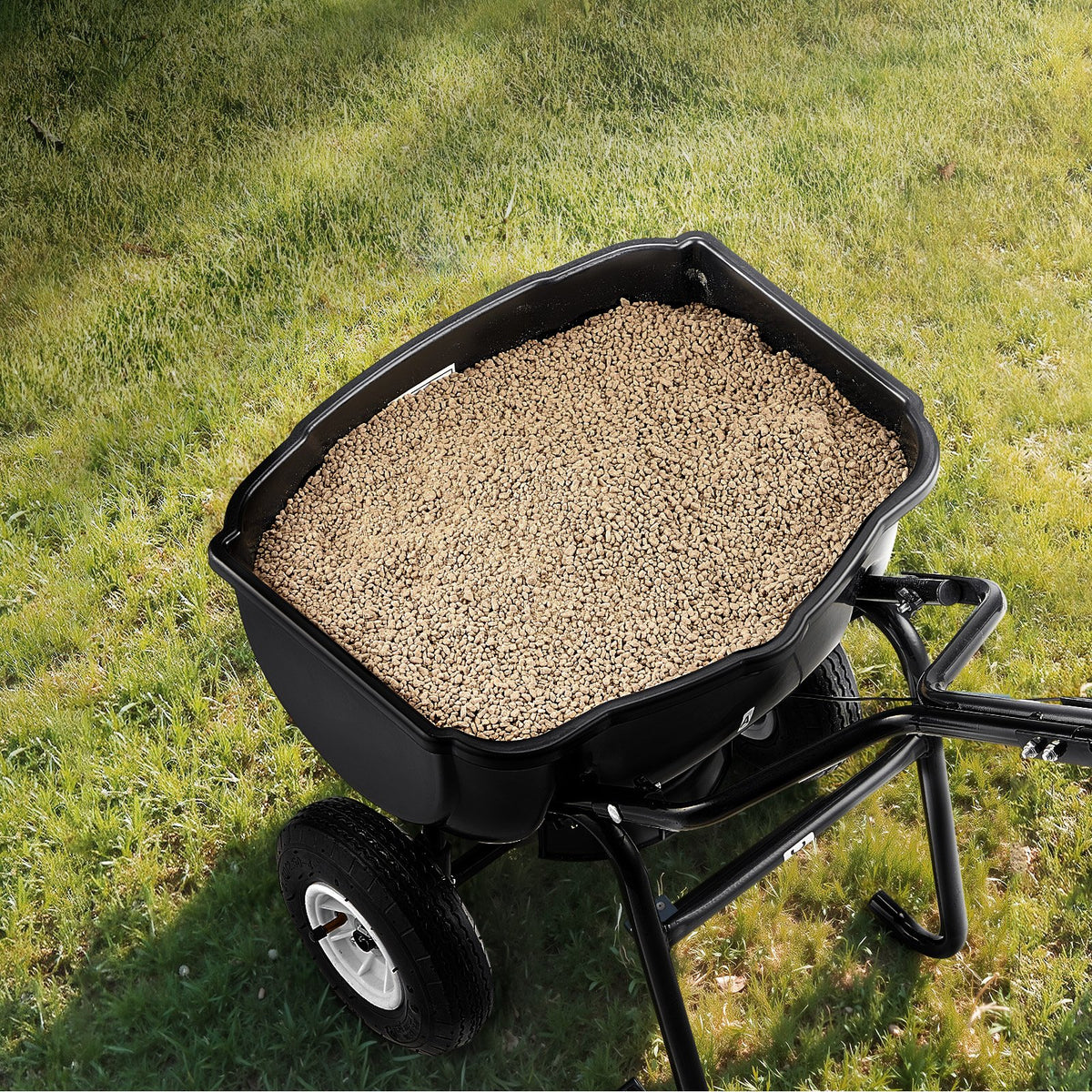 Walk Behind Spreader, 60LBS Capacity, Push Spreader with Hopper Grate, 0-9.8 ft Spreading Width, 8 in All V952-TCSBJ60LBSPZF8R6S001V0