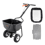 Walk Behind Spreader, 60LBS Capacity, Push Spreader with Hopper Grate, 0-9.8 ft Spreading Width, 8 in All V952-TCSBJ60LBSPZF8R6S001V0