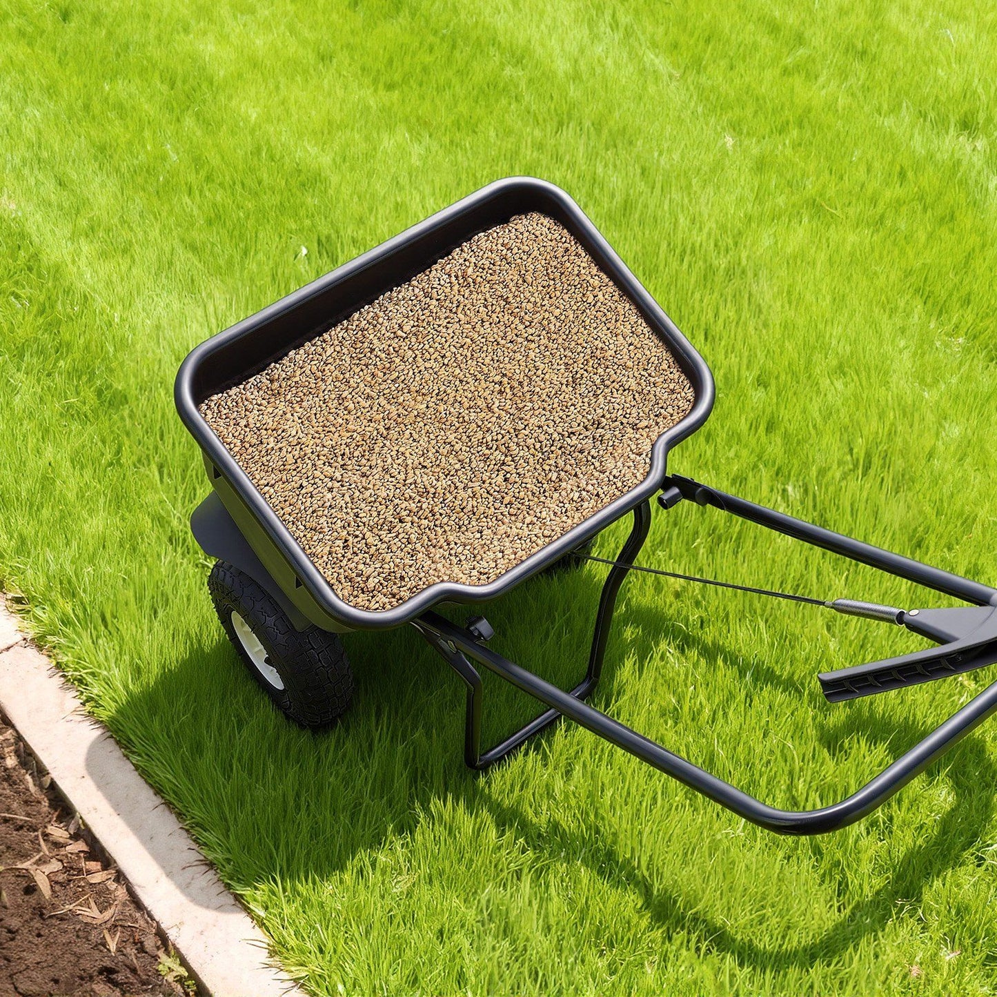 Push Lawn Spreader, 3.6m Spreading Width, Broadcast Spreader with 36.3kg Load Capacity & 10 in All-Terrain V952-TCSBJ80LBS12D3MUC001V0