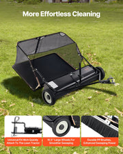 26.7 cm Tow Behind Lawn Sweeper, 26 cu.ft. Large Yard Sweeper, Adjustable Sweeping Height, Heavy Duty Leaf & V952-TCSCPQSQHC52N656O001V0