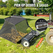 106.6 cm Lawn Sweeper Tow Behind, 12 cu.ft. Large Pull Behind Grass Sweeper, Heavy Duty Leaf & Grass V952-TCSCPQSQHS12E5UTUV0