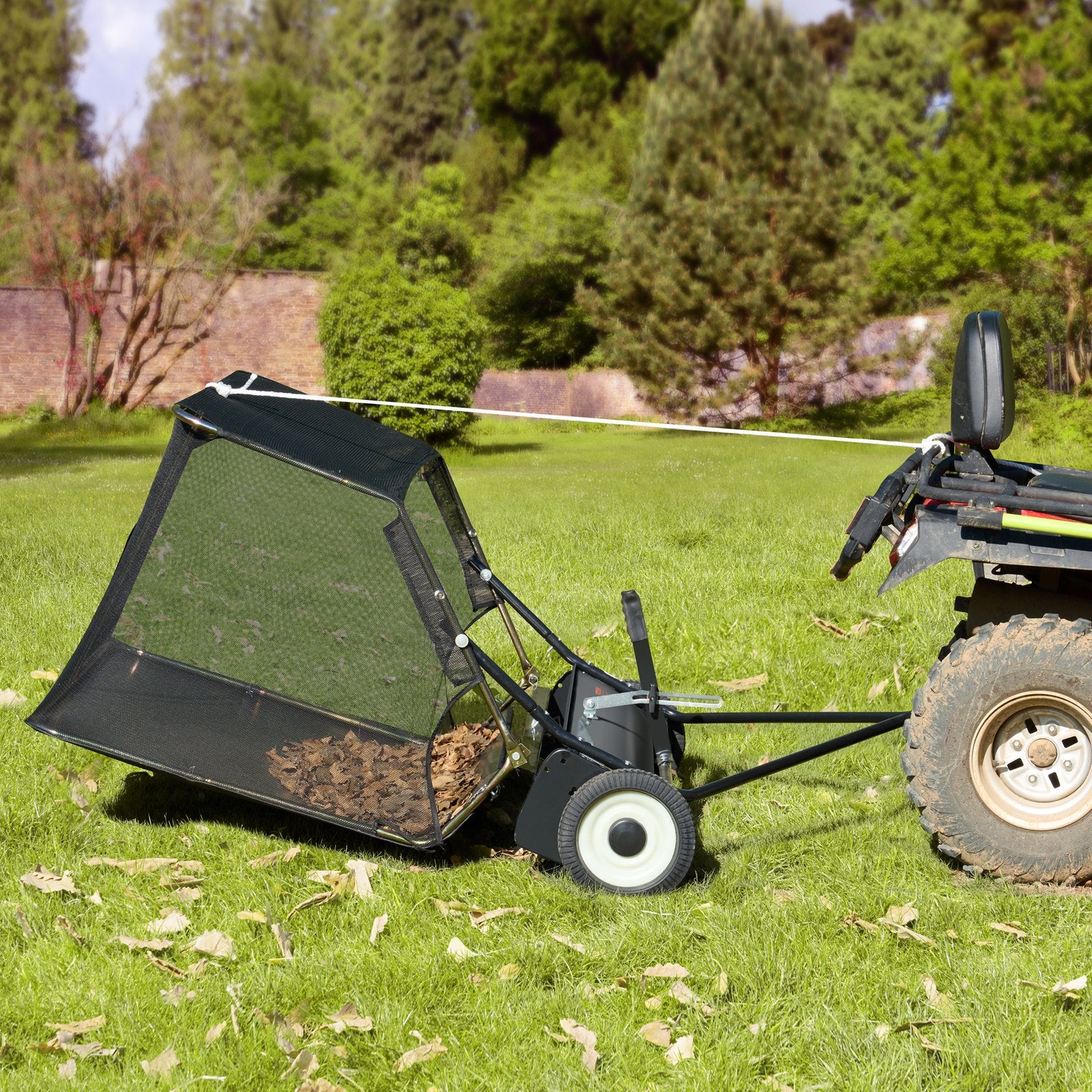 106.6 cm Lawn Sweeper Tow Behind, 12 cu.ft. Large Pull Behind Grass Sweeper, Heavy Duty Leaf & Grass V952-TCSCPQSQHS12E5UTUV0