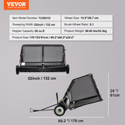 Tow-Behind Lawn Sweeper 132cm Leaf Yard Collector 26 cu.ft. Adjustable V952-TCSCPQSQHS26FYZTRV0