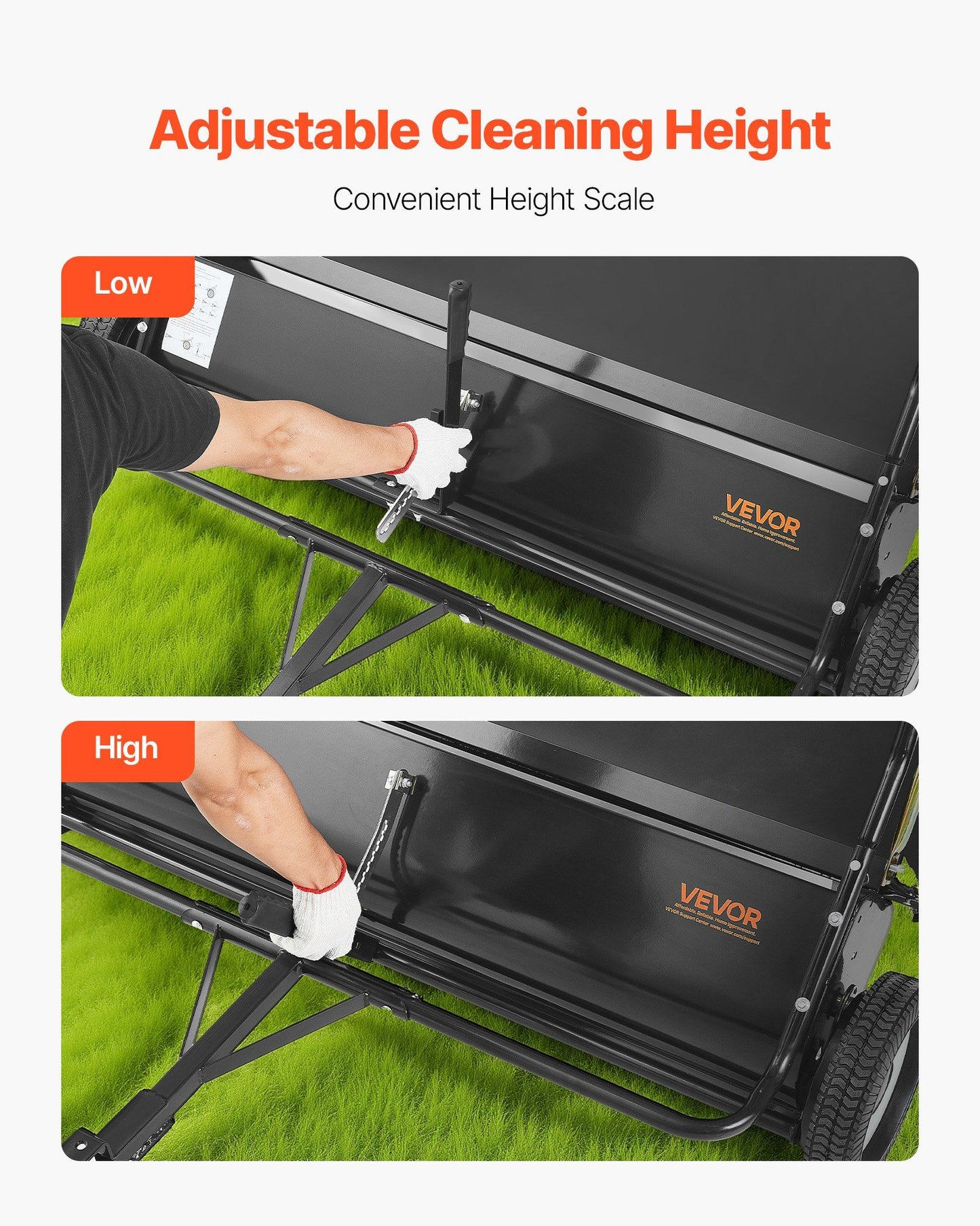 Tow Behind Lawn Sweeper, 122cm Pull Behind Yard Sweeper, 26 cu. ft Hopper Bag Capacity, Leaf & Grass V952-TCSCPQSQHS489BP0X001V0
