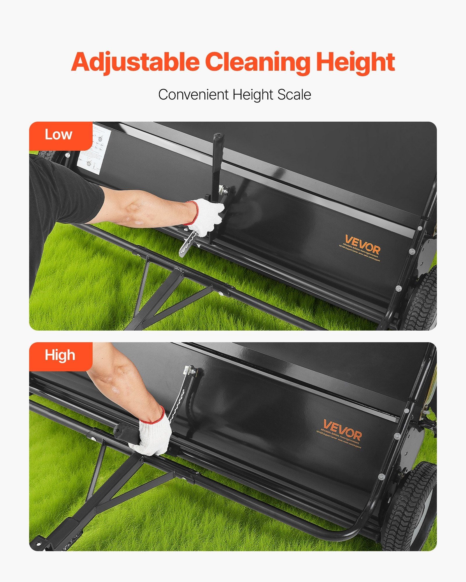 Tow Behind Lawn Sweeper, 122cm Pull Behind Yard Sweeper, 26 cu. ft Hopper Bag Capacity, Leaf & Grass V952-TCSCPQSQHS489BP0X001V0