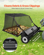 Tow Behind Lawn Sweeper, 122cm Pull Behind Yard Sweeper, 26 cu. ft Hopper Bag Capacity, Leaf & Grass V952-TCSCPQSQHS489BP0X001V0