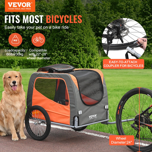Dog Bike Trailer, Supports up to 30 kg, Pet Cart Bicycle Carrier, Easy Folding Frame with Quick Release V952-TCSCWZXCTC16LVAJAV0
