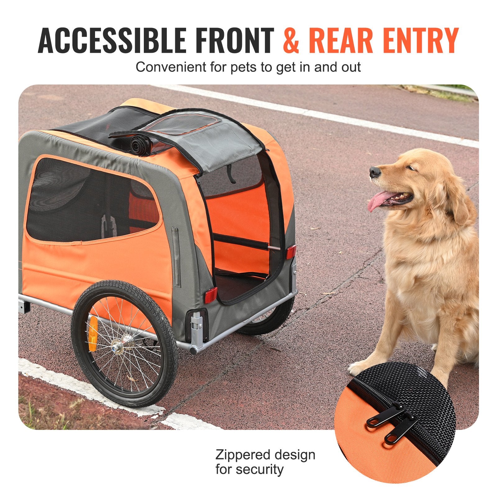 Dog Bike Trailer, Supports up to 30 kg, Pet Cart Bicycle Carrier, Easy Folding Frame with Quick Release V952-TCSCWZXCTC16LVAJAV0