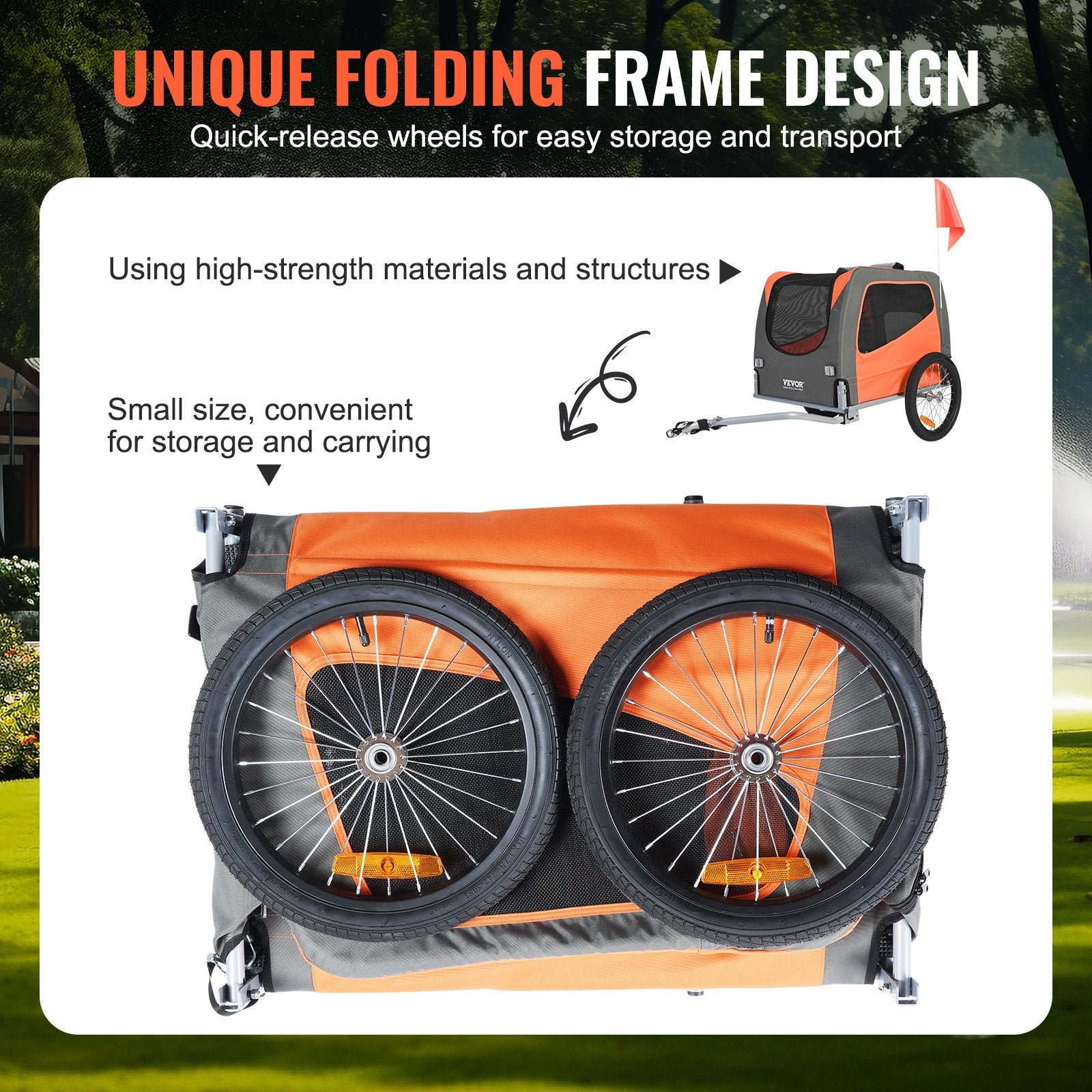 Dog Bike Trailer, Supports up to 30 kg, Pet Cart Bicycle Carrier, Easy Folding Frame with Quick Release V952-TCSCWZXCTC16LVAJAV0