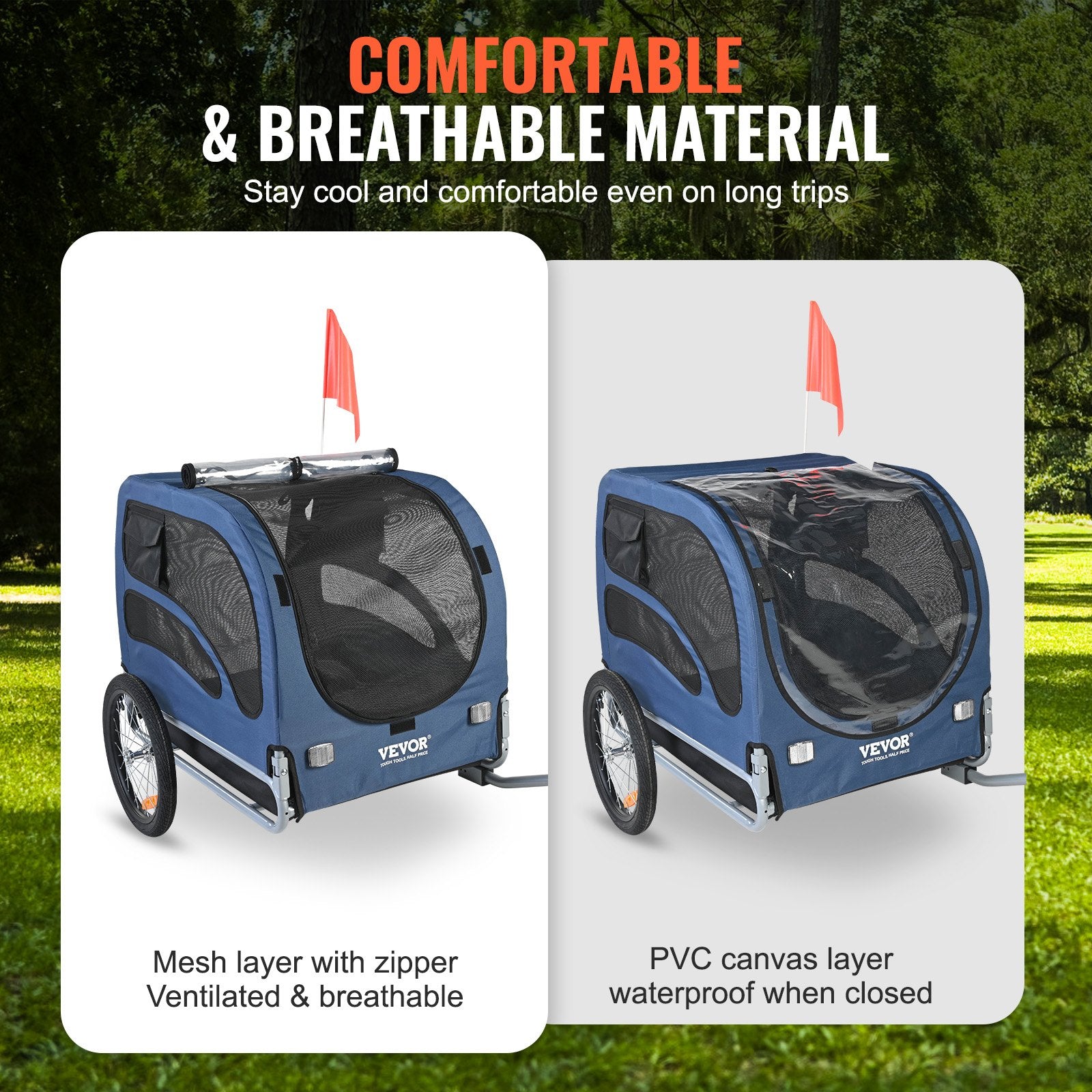 Dog Bike Trailer, Supports up to 45 kg, Pet Cart Bicycle Carrier, Easy Folding Frame with Quick Release V952-TCSCWZXCTC883T64DV0