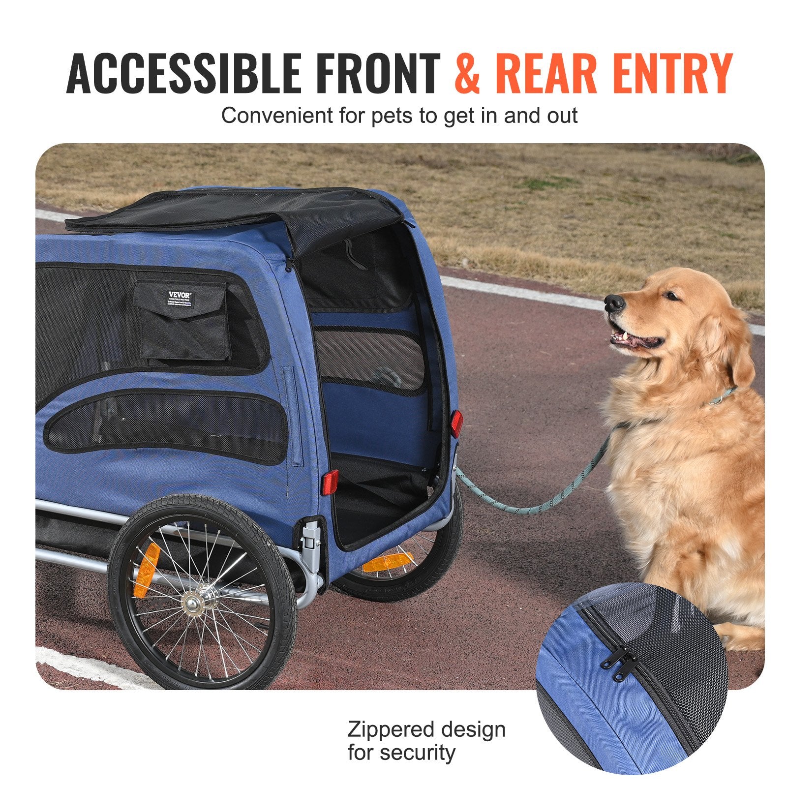 Dog Bike Trailer, Supports up to 45 kg, Pet Cart Bicycle Carrier, Easy Folding Frame with Quick Release V952-TCSCWZXCTC883T64DV0