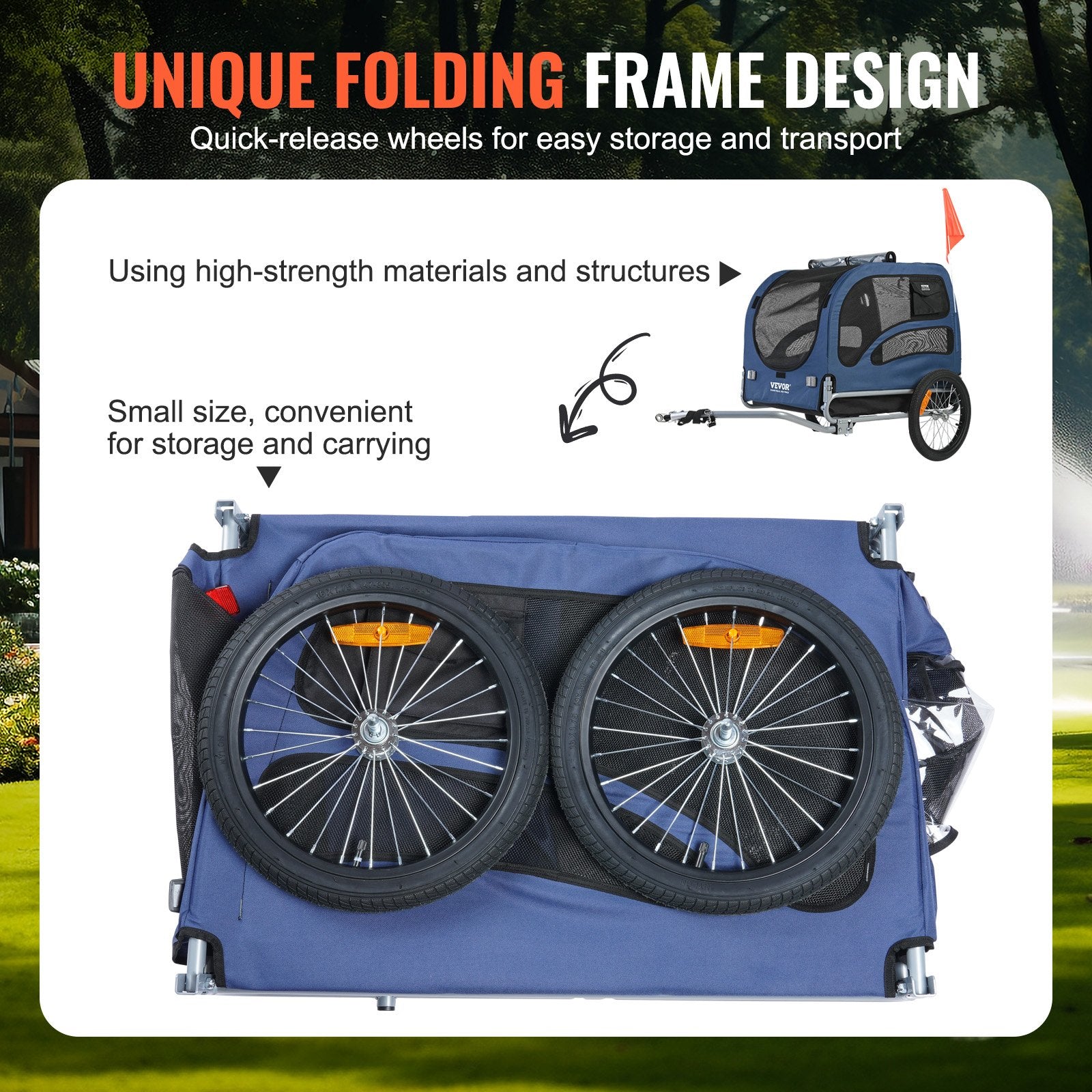 Dog Bike Trailer, Supports up to 45 kg, Pet Cart Bicycle Carrier, Easy Folding Frame with Quick Release V952-TCSCWZXCTC883T64DV0