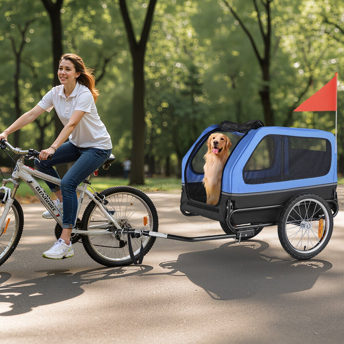 Dog Bike Trailer, Supports up to 40 kg, Pet Cart Bicycle Carrier for Small & Large Dogs, Easy Folding Frame V952-TCSCWZXCTC88AW1LH001V0