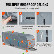 Travel Trailer Cover, 9.1-9.8m RV Cover, 4-Layer Non-Woven Fabric Camper Cover, Waterproof, Windproof And V952-TCSFCCYTGSFCVZTTJV0